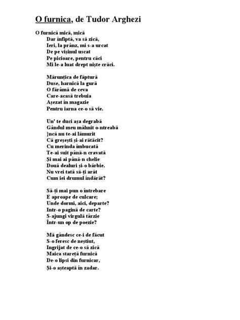 o furnica duce-n spate de tudor arghezi